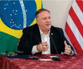  ??  ?? GIRA. Mike Pompeo, secretario de Estado de EU, en Brasil, el viernes.