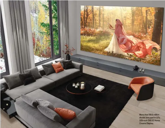  ?? ?? More than 99.5 million diodes are used in LG’s 325-inch DVLED Home Cinema Display.