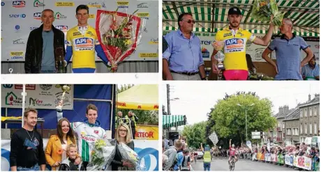  ??  ?? De gauche à droite et de haut en bas : Grégoire Salmon (ES Torigni), 1er au classement général ; Jean-François Triguel (Laval Cyclisme 53), vainqueur de l’étape 1 ; Aurélien Lelay (ACNC Sojasun Cyclisme), vainqueur de l’étape 2 ; Benjamin Lepourreau...