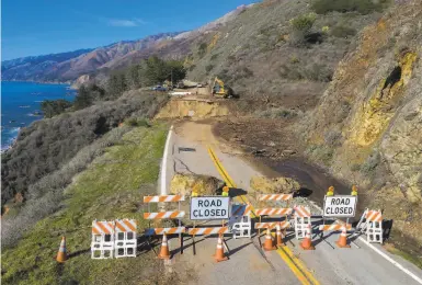  ?? LiPo Ching / Special to The Chronicle ?? Caltrans says crews will work seven days a week to repair the collapsed section of Highway 1 near Big Sur.