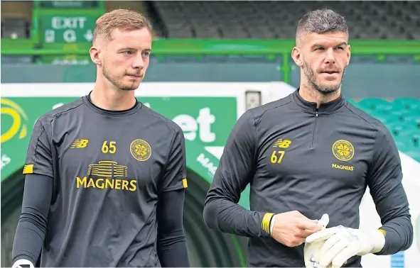  ??  ?? Dundee are hoping to have Celtic goalie Conor Hazard (left), understudy to Parkhead No 1 Fraser Forster, signed up in time for tomorrow’s match.