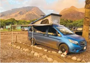  ?? ALEX PULASKI FOR THE WASHINGTON POST ?? A rented Mercedes pop-top camper van provides the freedom to roam scenic byways by day before sleeping at Camp Olowalu, a private campground in an oceanfront setting.