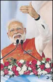  ?? AP ?? PM Narendra Modi addresses the 'Namami Narmada' festival in Gujarat on Tuesday.