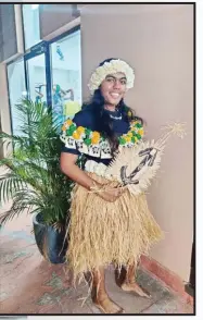  ?? Picture: COURTESY OF WANSHIKA KUMAR ?? Representi­ng Fiji by peforming a meke at the Pacific Shining 2023.