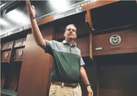  ?? Andy Cross, The Denver Post ?? CSU coach Mike Bobo is proud of the Rams’ new home.