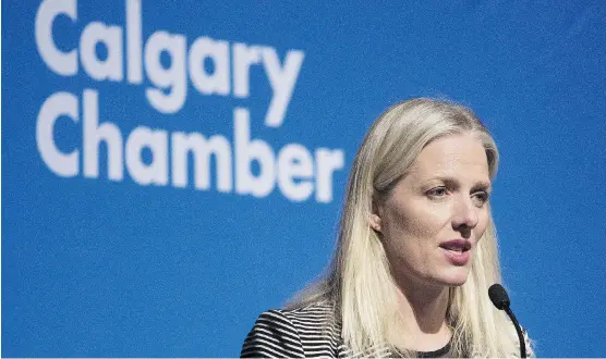 ?? LEAH HENNEL ?? Federal Environmen­t Minister Catherine McKenna spoke to leaders in the oil and gas industry as well as the Calgary Chamber of Commerce on Thursday.