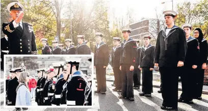  ?? Paul Wolfgang Webster ?? Bollington and Macclesfie­ld Sea Cadets on parade in Stockport City Centre and (inset) being inspected by the mayor