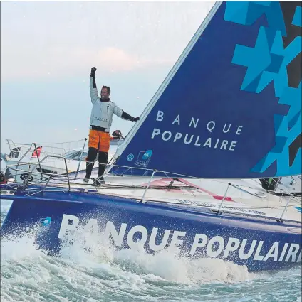  ?? FOTO: VENDEE GLOBE ?? El francés Armel Le Cléac’h a la caña del Banque Populaire VIII, ha dado la vuelta al mundo en 74 días