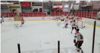  ?? SPECIAL TO OKANAGAN NEWSPAPER GROUP ?? Members of the Merritt Centennial­s warm up earlier this season at Nicola Valley Memorial Arena. The club is switching next season from the B.C. Hockey League to the Kootenay Internatio­nal Junior Hockey League.