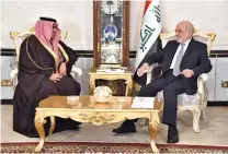  ?? – AFP/handout ?? CALL TO REPLACE: This file photo taken on January 14, 2016 by the official website of the Iraqi Foreign Minister Ibrahim Al Jaafari shows him, right, meeting with the new Saudi Arabia’s Ambassador to Iraq Thamer Al Sabhan in the capital Baghdad.