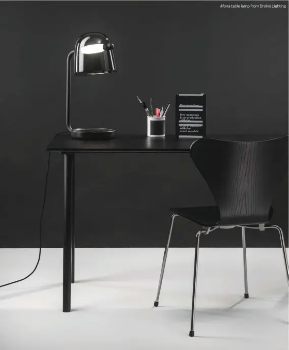  ??  ?? Mona table lamp from Brokis Lighting