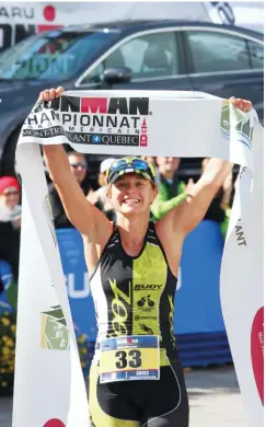  ??  ?? TOP Sara Gross taking the win at Ironman Mont-Tremblant in 2014