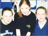  ?? ?? Fermoy swimmers, Grace Lombard, Christina McDonagh and Annemarie Hutchings, who took part in a swimming gala in Fermoy Leisure Centre in 2001.