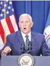  ??  ?? Mensaje.
Mike Pence, vicepresid­ente de EU, durante su visita a la Agencia de Inmigració­n y Aduanas, donde criticó los planes de abolirla.