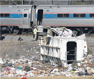  ?? Picture: AP. ?? An Amtrak passenger train was also involved in a collision last week when it struck a refuse vehicle south of Charlottes­ville in Virginia, US.