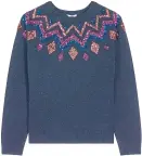  ?? ?? Fairisle sequin jumper, £35, M&Co.