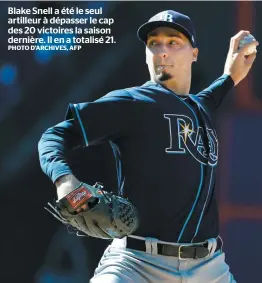  ?? PHOTO D’ARCHIVES, AFP ?? Blake Snell a été le seul artilleur à dépasser le cap des 20 victoires la saison dernière. Il en a totalisé 21.