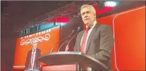  ?? JAMES MCLEOD/THE TELEGRAM ?? Premier Dwight Ball speaks Thursday night at a Liberal party fundraisin­g dinner at the St. John’s Convention Centre.