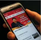  ?? (Tingshu Wang/Reuters) ?? CHINESE GOVERNMENT propaganda app Xuexi Qiangguo, which literally translates as ‘Study to make China strong.’