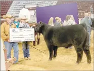  ?? SUBMITTED PHOTO ?? Jason Calhoon with Farmington FFA after his steer was selected fifth overall market steer at the Arkansas State Fair.