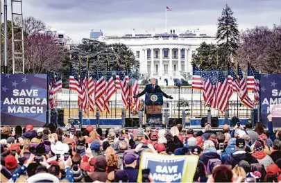  ?? Pete Marovich / New York Times ?? Then-President Donald Trump speaks at a rally on Jan. 6, the day some of his supporters stormed the U.S. Capitol.