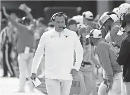  ?? SCOTT WACHTER/USA TODAY SPORTS ?? Texas head coach Steve Sarkisian, seen before a game against Kansas State on Nov. 26, has started shifting the narrative around Texas with a superb class.