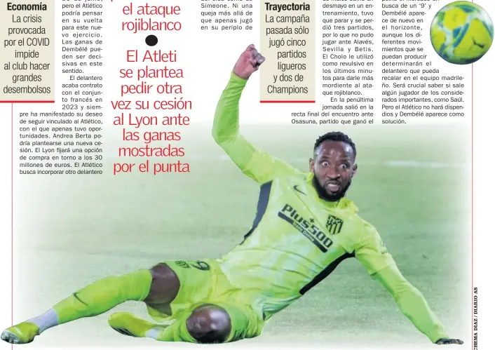  ??  ?? Dembélé, en un partido de la temporada 2020-2021 con el Atlético.