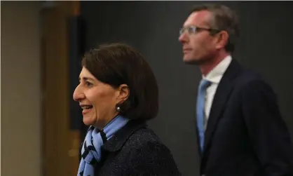  ?? Photograph: Dan Himbrechts/AAP ?? NSW treasurer, Dominic Perrottet, argued against extending the lockdown as Gladys Berejiklia­n said the key to staying open rested on widespread vaccinatio­ns.