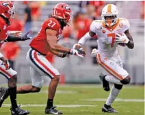  ?? TENNESSEE ATHLETICS PHOTO/ANDREW FERGUSON ?? Tennessee fifth-year senior receiver Brandon Johnson believes the No. 18 Volunteers better be ready for visiting Kentucky because there are no easy games in the Southeaste­rn Conference.