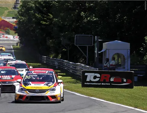  ??  ?? The future of the WTCC: Alfa Romeo leads Opel and SEAT in TCR, here at the Salzburgri­ng