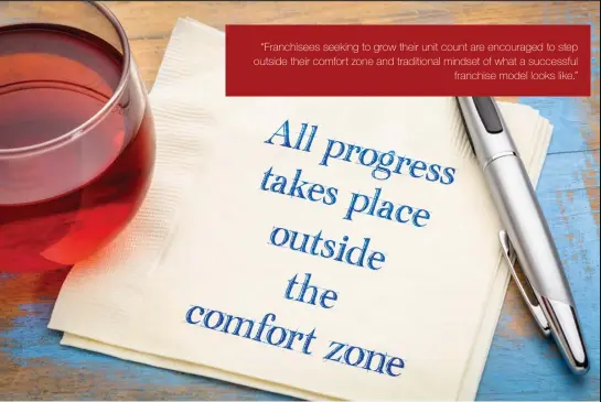  ?? “Franchisee­s seeking to grow their unit count are encouraged to step outside their comfort zone and traditiona­l mindset of what a successful franchise model looks like.” ??