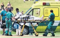  ?? Picture / Photosport ?? A short ball led to Bangladesh's Mushfiqur Rahim exiting the first test in an ambulance.