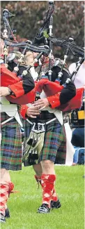  ?? Pictures: Phil Hannah. ?? From top to bottom: the Atholl Higlanders holding a minute’s silence for the victims of the Manchester bombing, the underseven­s boys race, crowds at the event and the Crombie Pipe Band.