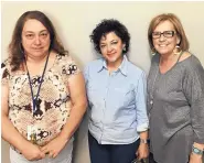  ?? MAGGIE SHEPARD/JOURNAL ?? Catholic Charities of Central New Mexico staff, from left, Isabel Otero, manager of immigrant legal assistance program, Dolores Nuñez, developmen­t director, and Carol Tonihka, chief program officer.