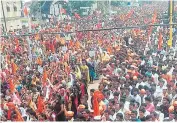  ?? PTI ?? A file photo of Maratha protesting in Buldhana, Maharshtra, demanding reservatio­n and justice for Kopardi rape victim