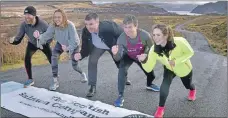  ??  ?? On your marks, from left: Mark Crowe, race director; Sam Crowe, Skye Events developmen­t officer; Ewen Maclean, SSC site manager; Alistair Danter, race committee chair and race committee member Tina Schuman take their positions ahead of this year’s...