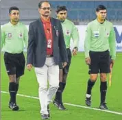  ?? AFP ?? With the ILeague running parallel with the Indian Super League, referees are virtually living on jet planes now.