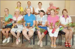  ?? SUBMITTED ?? Ken-Wo trophy winners, from left, in front, Meghan McLean, Kathy Fleiger, Beth Lloyd, Lauraina Nicol, Mary Lou Muttart, and Catharina Ansems. In back are Heather McLean, Linda Durling, Gwen Phillips and Rose Leslie.