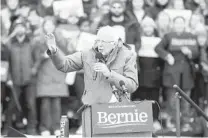  ?? SCOTT EISEN GETTY IMAGES ?? Sen. Bernie Sanders speaks to thousands during a campaign rally in Boston on Saturday. He placed second in South Carolina.