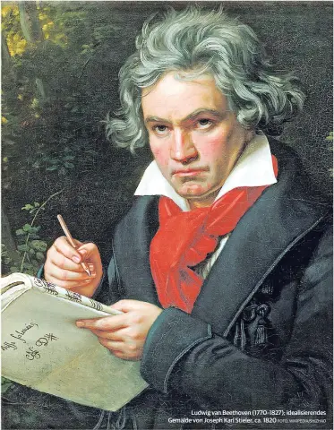  ?? FOTO: WIKIPEDIA/SHIZHAO ?? Ludwig van Beethoven (1770–1827); idealisier­endes Gemälde von Joseph Karl Stieler, ca. 1820