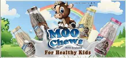  ?? ?? The Moo Chews website says the product is designed and made by ‘‘Kiwi mums and dads’’ who live at Gloriavale.