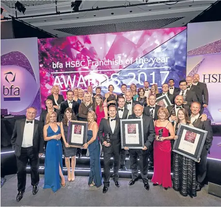  ??  ?? Above: the winners of the 2017 HSBC Franchise of the Year Awards; bfa chief executive Pip Wilkins speaking at a working session; Pip Wilkins; franchisee­s learning the ropes of their new businesses.