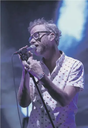  ??  ?? 0 The National’s frontman Matt Berninger: still singing, songwritin­g and ‘hogging the limelight’