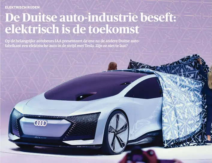  ??  ?? Audi presenteer­t de futuristis­che en elektrisch­e Aicon op de Internatio­nale Auto-Ausstellun­g (IAA) in Frankfurt.