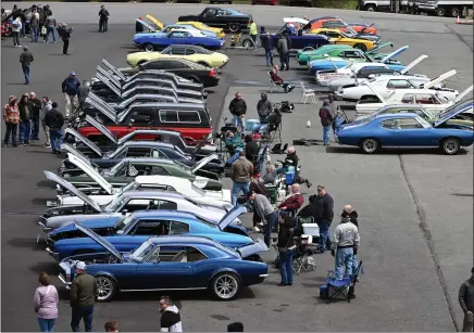  ?? BILL UHRICH — MEDIANEWS GROUP ?? Muscle cars are on display during the Hemmings Muscle Palooza Drag Race and Car Show on Saturday, April 13, at Maple Grove Raceway.