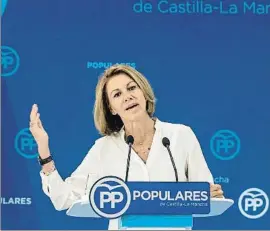  ?? ISMAEL HERRERO / EFE ?? Cospedal anunció ante la junta directiva regional su marcha