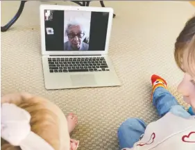  ?? KIMMELSTIE­L-KEVELSON ?? Goldie Kevelson, 8 months, and her brother Judah, 3, have FaceTimed with their great-grandmothe­r, Jacqueline Kimmelstie­l, 92, every day during the coronaviru­s pandemic.