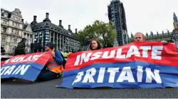  ?? ?? Blocked: Insulate Britain activists at Westminste­r last year