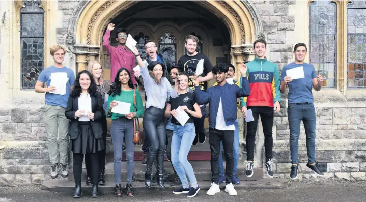  ??  ?? St John’s College Cardiff A-level students were delighted with their results