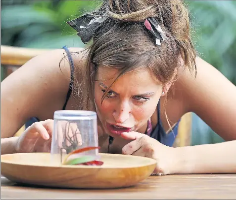  ?? ?? Spiders are often part of I’m A Celebrity’s Bush Tucker Trials as so many people, like Ferne Mccann, are afraid of them.
